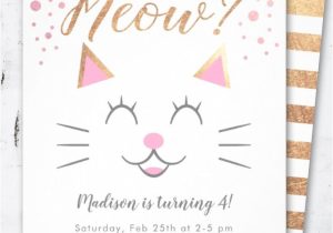 Valentine theme Kitty Party Invitation Card Kitty Cat Pink Gold Birthday Party Invitation Zazzle Com