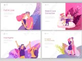 Valentines Card Just Started Dating Landing Page Template with Happy Lover Relationship Scenes