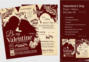 Valentines Card Ready to Print Valentines Day Flyer Menu Bundle V6 Professional