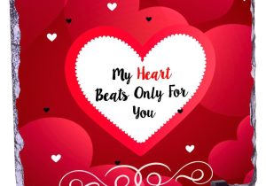 Valentines Card You are My Rock My Heart Beats Only for U Valentines Day Rock Tile Frame with 2 Roses Small Teddy Heart