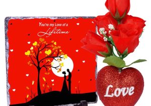 Valentines Card You are My Rock You are My Love Of A Lifetime Valentines Day Rock Tile Frame with 5 Roses Heart