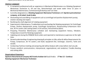 Valve Technician Resume In Word format Mechanical Technician Cv