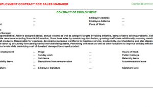Variable Hours Contract Template Sales Manager Employment Contract