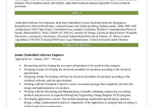 Vehicle Integration Engineer Resume Embedded software Engineer Resume Samples Qwikresume