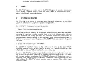 Vehicle Maintenance Contract Template Maintenance Contract Template