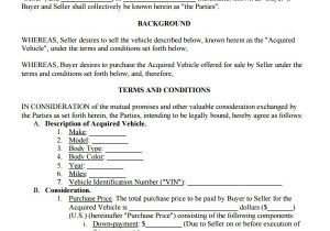 Vehicle Sale Contract Template 6 Free Sales Agreement Templates Excel Pdf formats