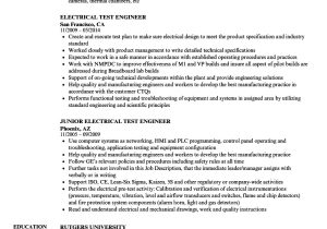 Vehicle Testing Engineer Resume Electrical Test Engineer Resume Samples Velvet Jobs