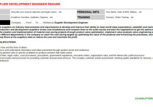 Vendor Development Engineer Resume Supplier Development Engineer Job Letter Resume