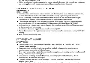 Vendor Development Engineer Resume Supplier Quality Manager Resume Samples Velvet Jobs