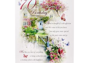 Verse for New Home Greeting Card 70th Nan Birthday Card Age 70 Lilac Floral Design Quality