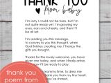 Verse for Thank You Card Printable Thank You Poem From Baby 8×10 Sign In 2020