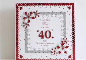 Verses for Husband Anniversary Card 40th Ruby Wedding Anniversary Card Wife Husband Mum Dad Nan