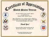 Veterans Appreciation Certificate Template Certificate Of Appreciation Veterans Gallery Certificate