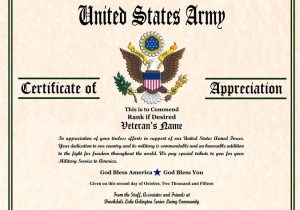 Veterans Appreciation Certificate Template Military Veterans Appreciation Certificates Veterans Day
