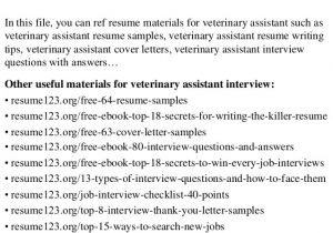 Veterinary assistant Resume Samples top 8 Veterinary assistant Resume Samples