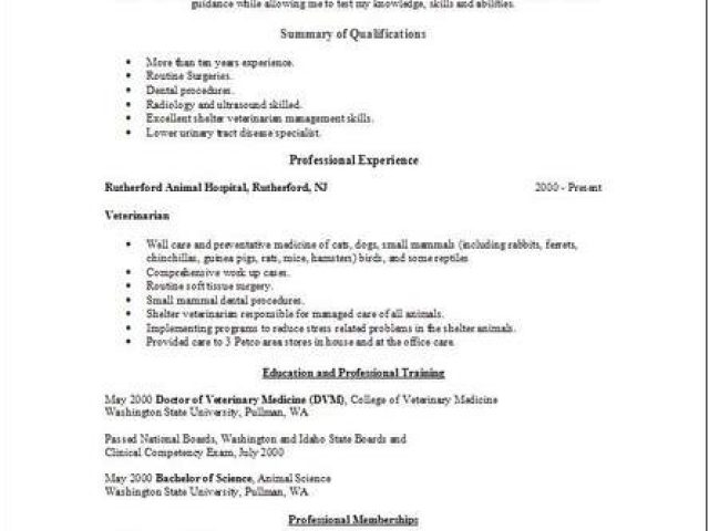 Veterinary Resume Samples Curriculum Vitae Curriculum Vitae Example