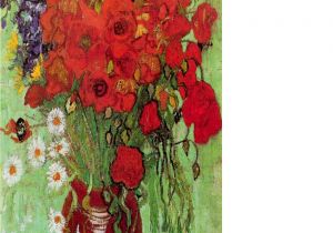 Vincent Van Gogh Happy Birthday Card Still Life Red Poppies and Daisies 20 X26 On Canvas Vincent