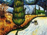 Vincent Van Gogh Happy Birthday Card Van Gogh Reproduction Road with Cypress and Star with