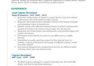 Visual Basic 6.0 Developer Resume Cognos Developer Resume Samples Qwikresume
