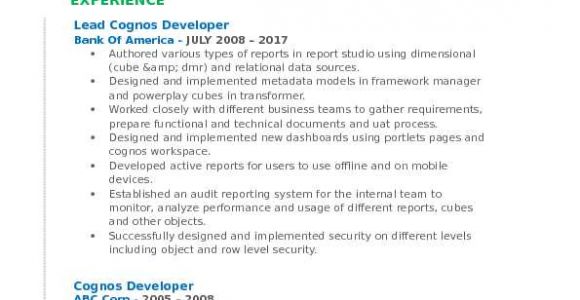 Visual Basic 6.0 Developer Resume Cognos Developer Resume Samples Qwikresume