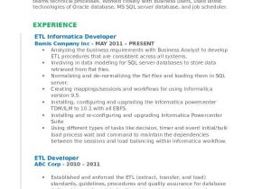 Visual Basic 6.0 Developer Resume Etl Informatica Developer Resume Samples Qwikresume