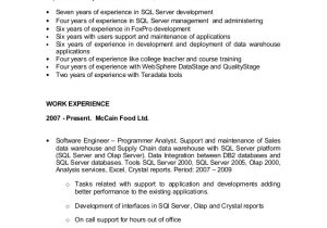 Visual Basic Resume Resume Foxpro Visual Basic Sql Server 2000 Financial