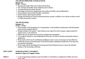 Visual Basic Resume Vba Developer Resume Samples Velvet Jobs