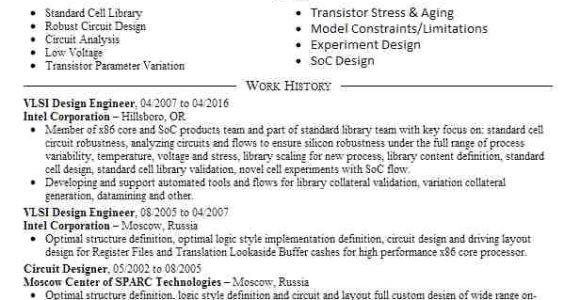 Vlsi Engineer Resume Vlsi Design Engineer Resume Sample Engineering Resumes