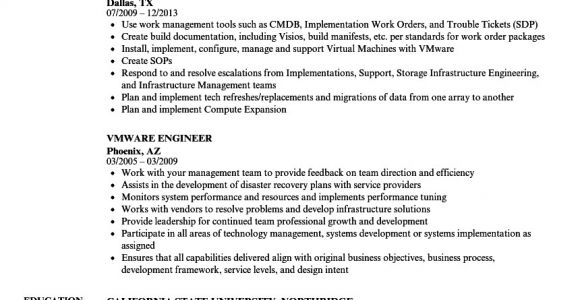 Vmware Engineer Resume Vmware Engineer Resume Samples Velvet Jobs
