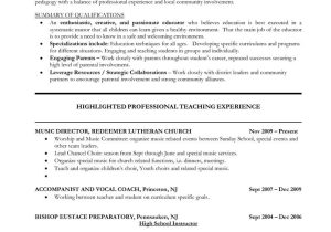 Vocal Student Resume Elementary Teacher Resume Downloadable Teaching Resume
