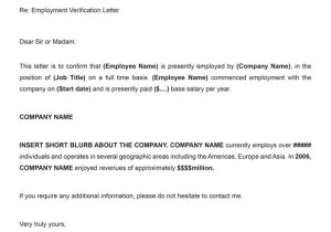 Voe Template Free Printable Letter Of Employment Verification form