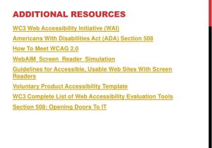 Voluntary Product Accessibility Template Section 508 Introduction to Web Accessibility