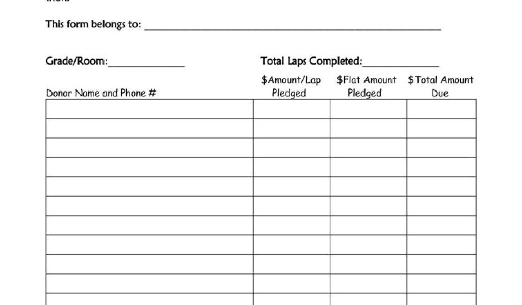 Walkathon Registration form Template School Walk A Thon Pledge Track A ...