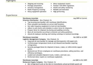 Warehouse associate Resume Sample Warehouse associate Resume Examples Created by Pros