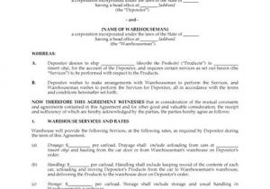 Warehouse Contract Template Usa Warehouse Storage Agreement with Manufacturer Legal