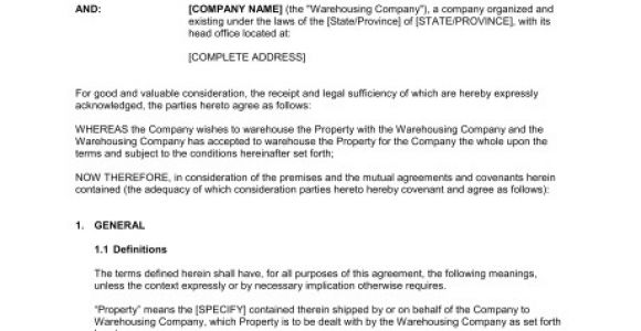 Warehouse Contract Template Warehousing Agreement Template Sample form Biztree Com