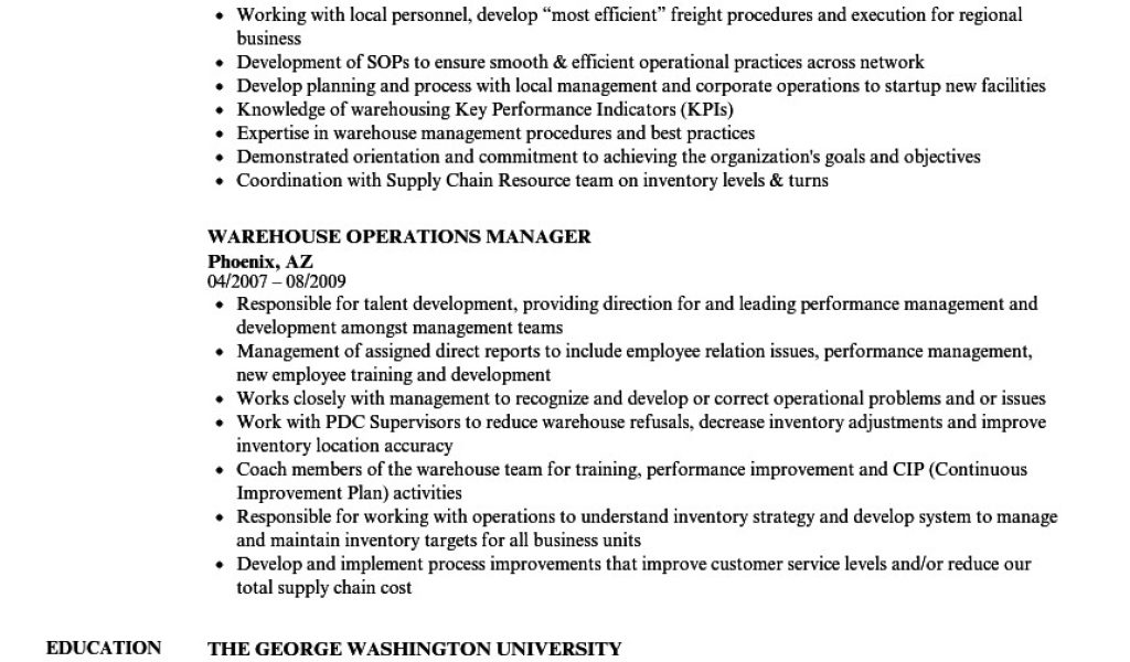 Warehouse Manager Resume Sample Director Of Operations Resume   Warehouse Manager Resume Sample Director Of Operations Resume Objectives Mt Home Arts Of Warehouse Manager Resume Sample 1024x600 