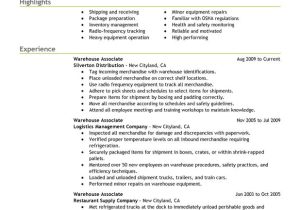 Warehouse Manager Resume Sample Warehouse associate Resume Examples Created by Pros