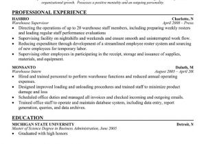 Warehouse Resume Sample Resume format Resume format Latest for Warehouse