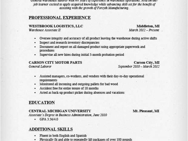 Warehouse Resume Sample Warehouse Worker Resume Sample Resume Genius ...