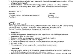 Warehouse Resume Templates Resume for A Distribution Warehouse Worker Susan Ireland
