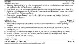 Warehouse Supervisor Resume Sample Resume format Resume format Latest for Warehouse
