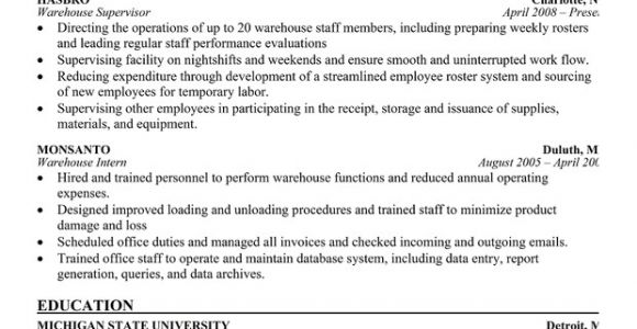 Warehouse Supervisor Resume Sample Resume format Resume format Latest for Warehouse