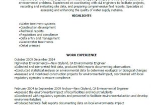 Wastewater Treatment Engineer Resume Professional Environmental Engineer Resume Templates to