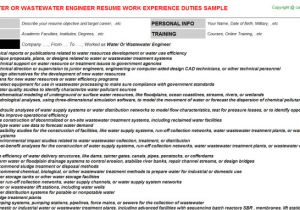 Water Supply Engineer Resume Water or Wastewater Engineer Job Resume Sample