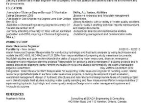 Water Supply Engineer Resume Water Resource Engineer Resume Sample Technical Resumes