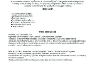 Water Treatment Engineer Resume Professional Environmental Engineer Resume Templates to