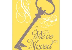 We Have Moved Cards Templates We 39 Ve Moved ornate Key In Yellow Invitations Cards On