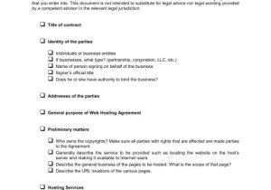 Web Services Contract Template Checklist Website Hosting Agreement Template Sample