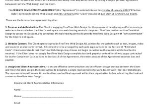 Web Services Contract Template Sample Website Development Agreement